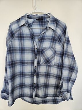 NOBO Blue Plaid Flannel Button Down Shirt Small Long Sleeve Small🔥